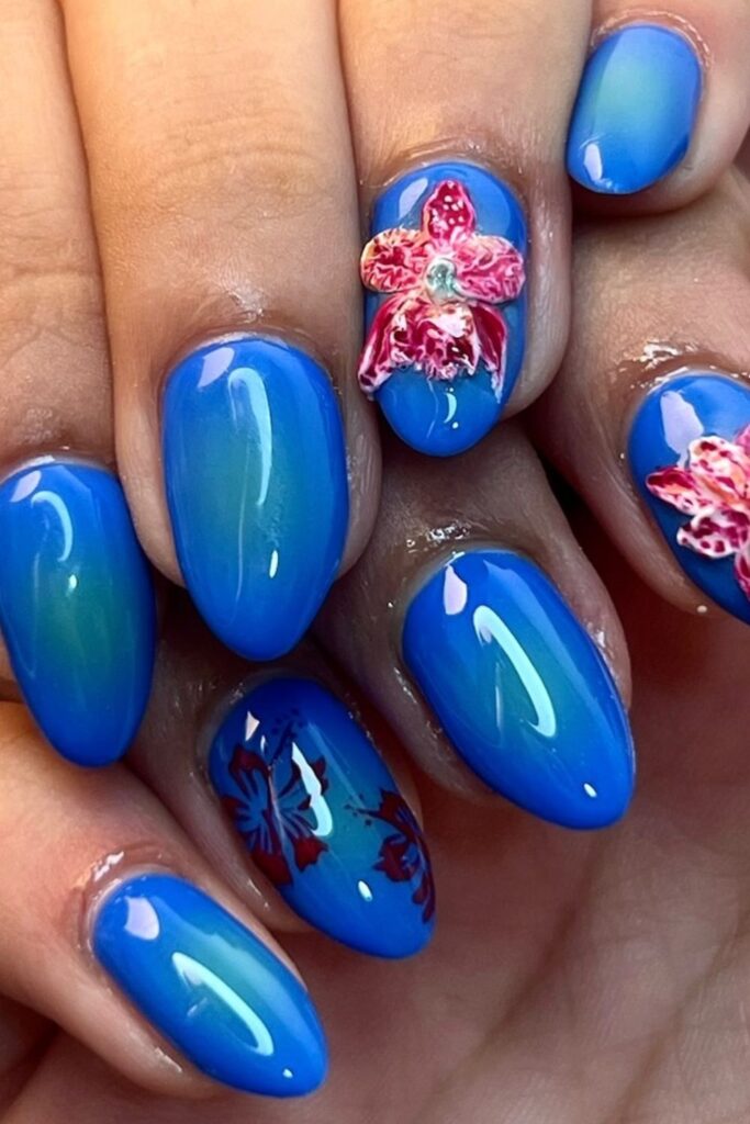 Get inspired with these stunning blue summer nail designs! From ocean swirls to floral details and playful patterns, find the perfect manicure for your next sunny-day vibe. Summer Nails Blue, Summer Blue Nails, Light Blue Summer Nails, Summer Nails Baby Blue, Baby Blue Summer Nails, Summer Nails Light Blue