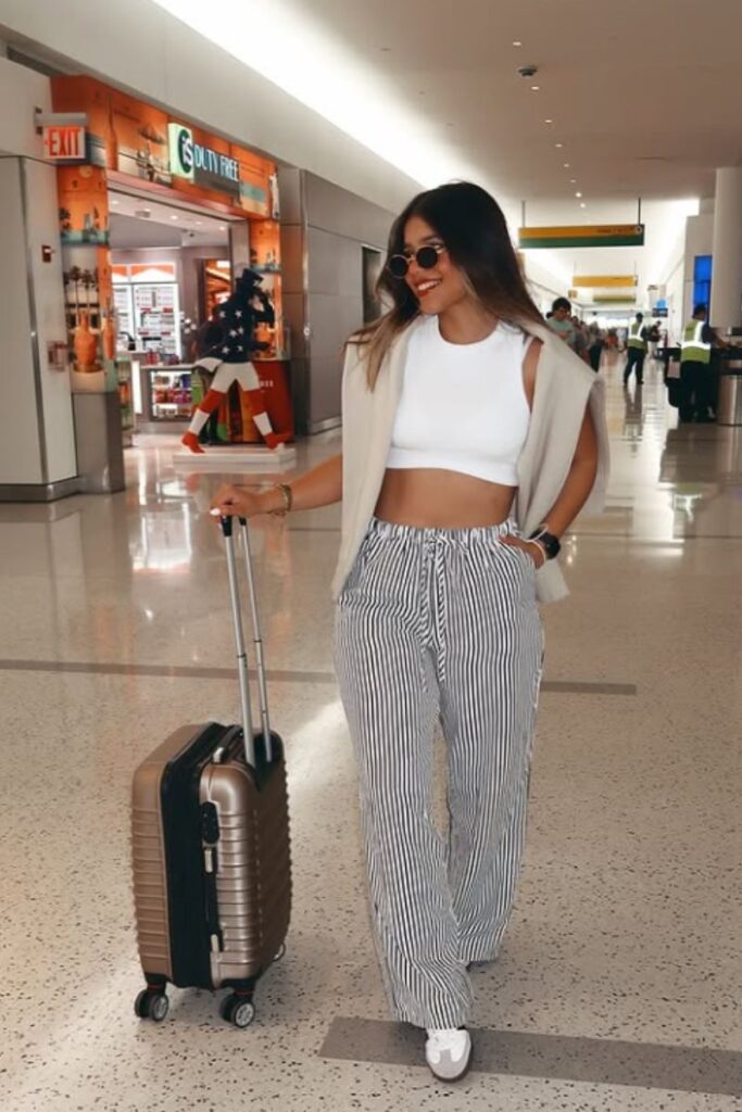 Travel in style with comfy airport outfits—chic, cozy looks perfect for long flights, layovers, and hassle-free travel days. Airport Outfit Comfy, Comfy Airport Outfit Summer, Plane Outfit Airport Style Comfy, Comfy Airport Outfit Long Flight, Comfy Airport Outfit Summer Casual, Comfy Cute Airport Outfit, Airport Outfit Comfy Long Flight, Airport Outfit Comfy Travel Style, Airport Outfit Ideas Comfy, Flight Outfit Airport Style Comfy, Airport Outfits Comfy