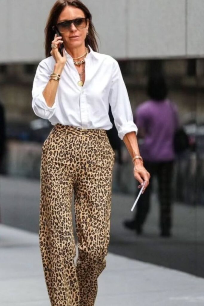 Make a bold statement with a leopard print pants outfit—fun, stylish looks perfect for day-to-night dressing and standout street style. Leopard Print Pants Outfit Street Style, Leopard Print Pants Outfits, Leopard Print Pants Outfit Classy, Leopard Print Wide Leg Pants Outfit, How To Wear Leopard Print Pants