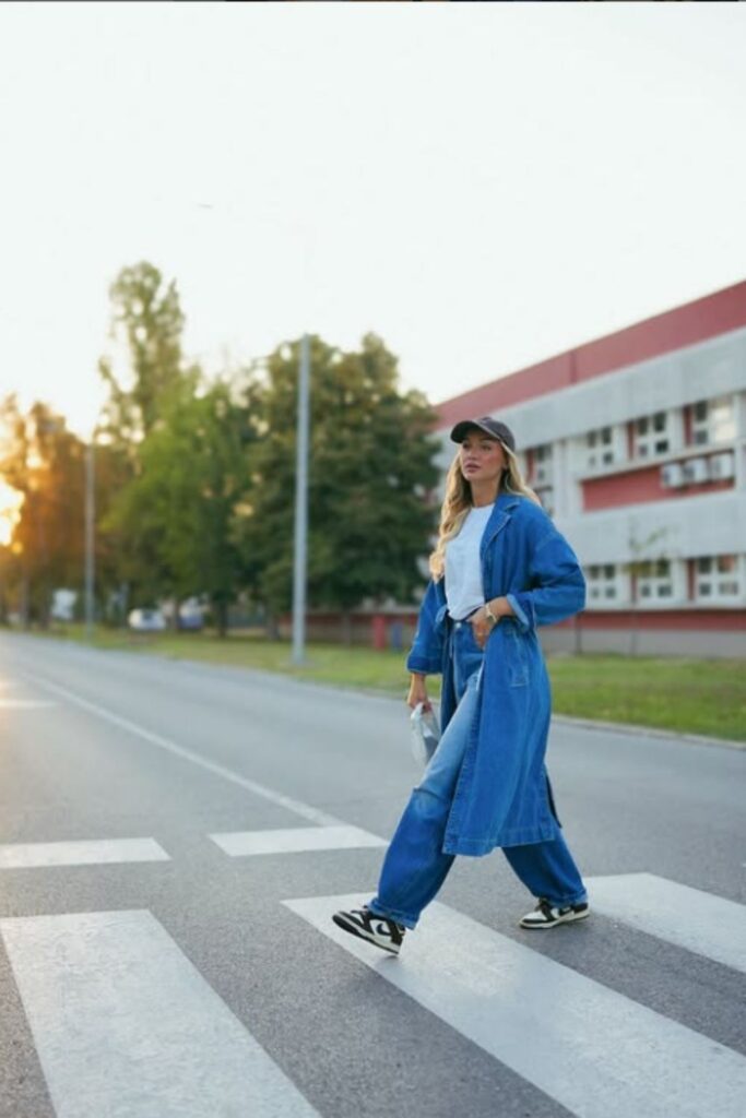 Rock the double denim trend with stylish outfit ideas—think classic blue-on-blue, edgy layers, and fresh takes on this timeless look. Double Denim Outfit Women, Double Denim Looks, double Denim Outfits, Denim Shirt, Denim Skirt, Double Denim Aesthetic