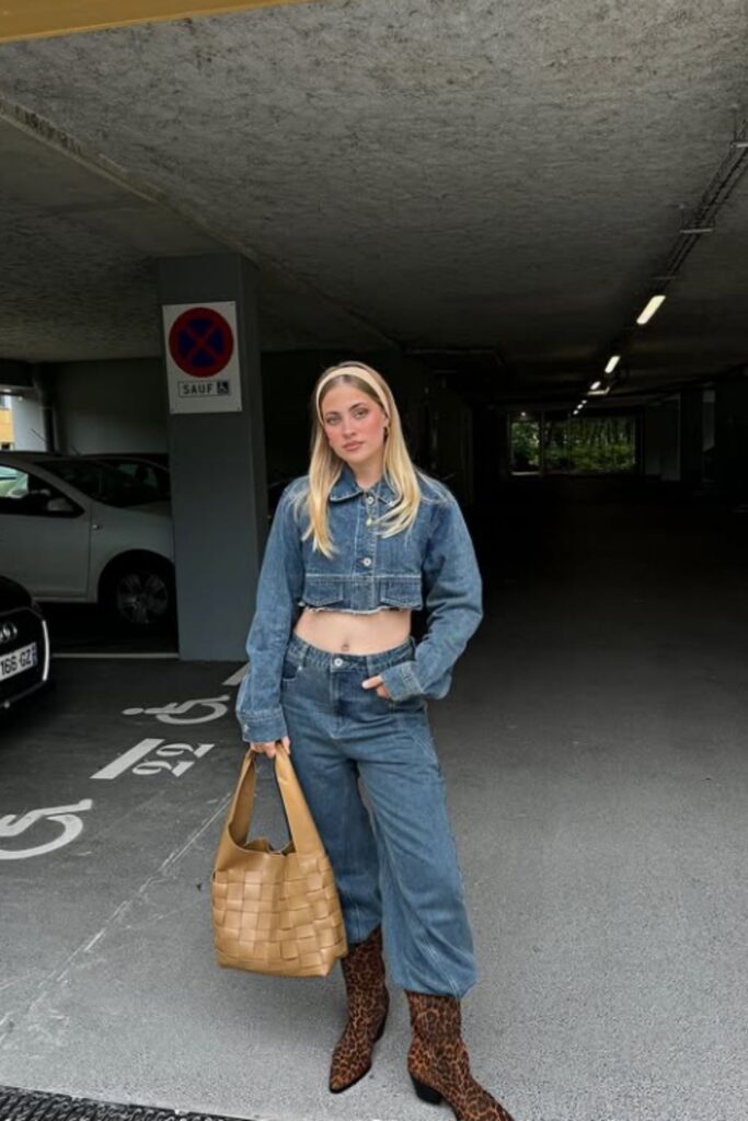 Rock the double denim trend with stylish outfit ideas—think classic blue-on-blue, edgy layers, and fresh takes on this timeless look. Double Denim Outfit Women, Double Denim Looks, double Denim Outfits, Denim Shirt, Denim Skirt, Double Denim Aesthetic