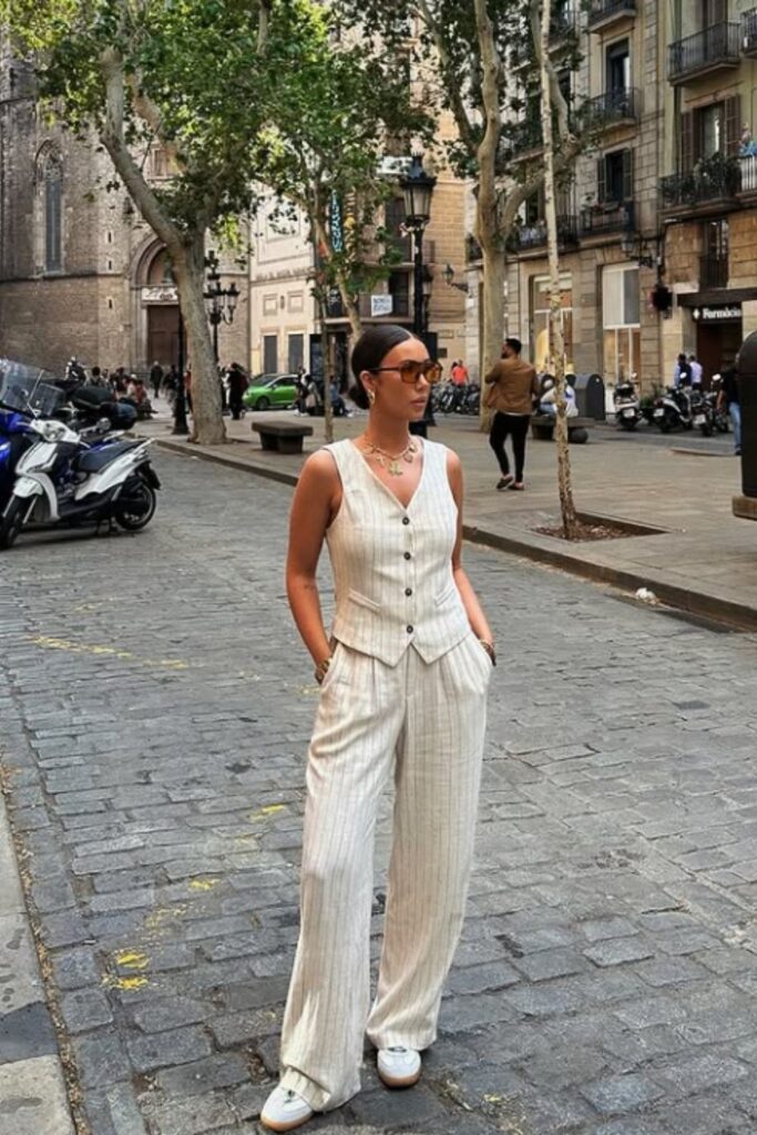 The best Spain outfit ideas for your next vacation—from breezy dresses to chic neutral sets. Get inspired with stylish looks perfect for Mallorca, Marbella, Ibiza, and beyond. Barcelona Spain Outfits, Spain Travel Outfits, Seville Spain Outfits, Spain Style Outfits, Outfits For Spain, Spain Vacation Outfits, Summer In Spain Outfits, Spain Summer Outfit, Madrid Spain Outfit Idea, Spain Jersey Outfit, Mallorca Spain Outfit, Spain Holiday Outfit