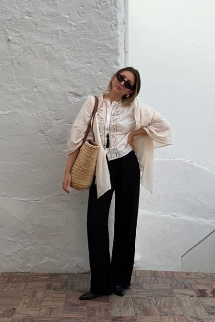 The best Spain outfit ideas for your next vacation—from breezy dresses to chic neutral sets. Get inspired with stylish looks perfect for Mallorca, Marbella, Ibiza, and beyond. Barcelona Spain Outfits, Spain Travel Outfits, Seville Spain Outfits, Spain Style Outfits, Outfits For Spain, Spain Vacation Outfits, Summer In Spain Outfits, Spain Summer Outfit, Madrid Spain Outfit Idea, Spain Jersey Outfit, Mallorca Spain Outfit, Spain Holiday Outfit
